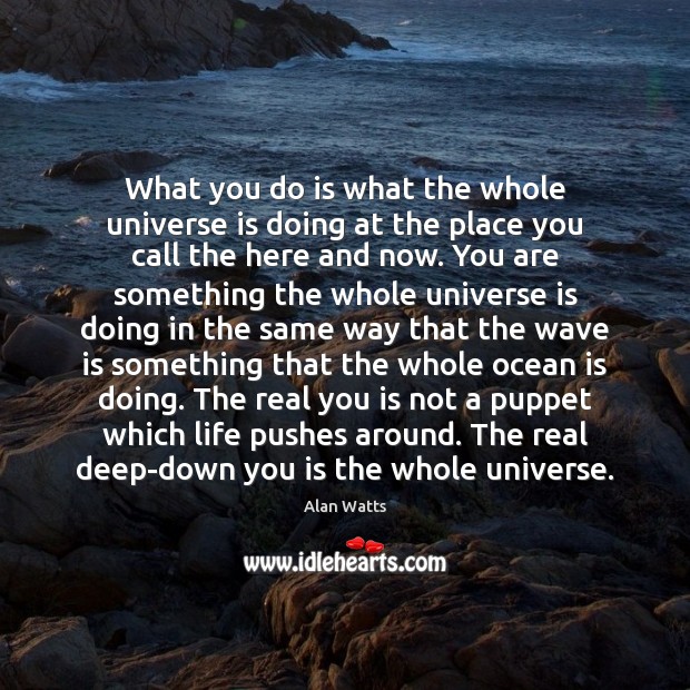 What you do is what the whole universe is doing at the Alan Watts Picture Quote