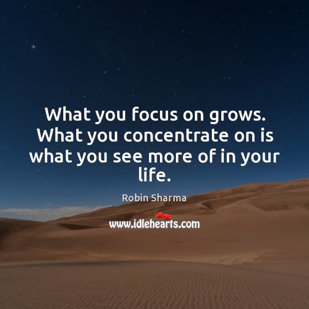 What you focus on grows. What you concentrate on is what you see more of in your life. Image
