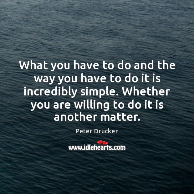 What you have to do and the way you have to do Peter Drucker Picture Quote