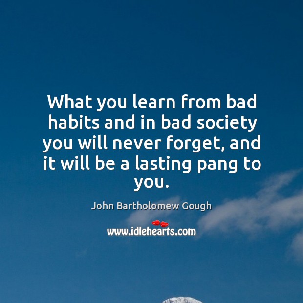 What you learn from bad habits and in bad society you will John Bartholomew Gough Picture Quote
