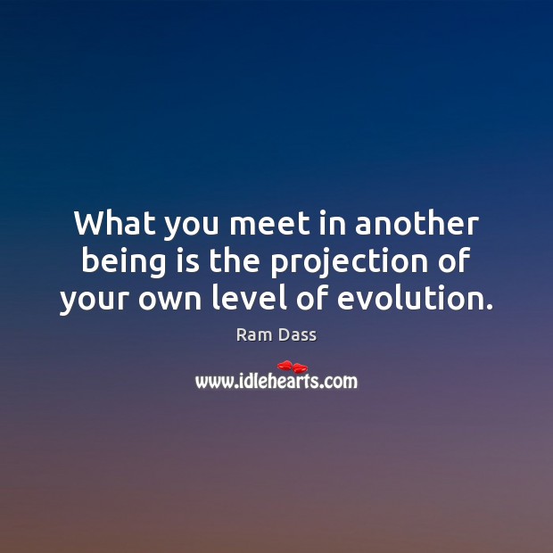 What you meet in another being is the projection of your own level of evolution. Image