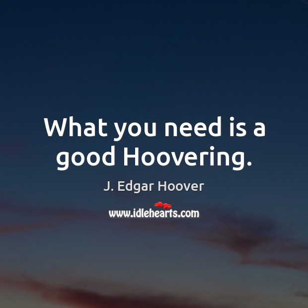What you need is a good Hoovering. J. Edgar Hoover Picture Quote