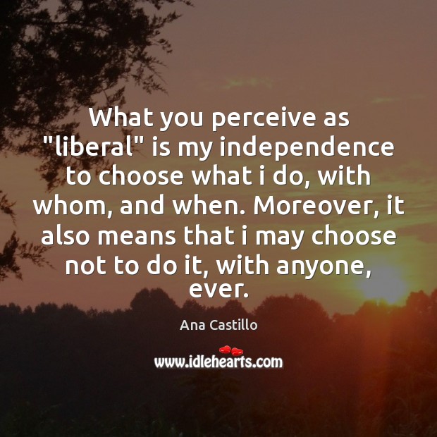 What you perceive as “liberal” is my independence to choose what i Independence Quotes Image