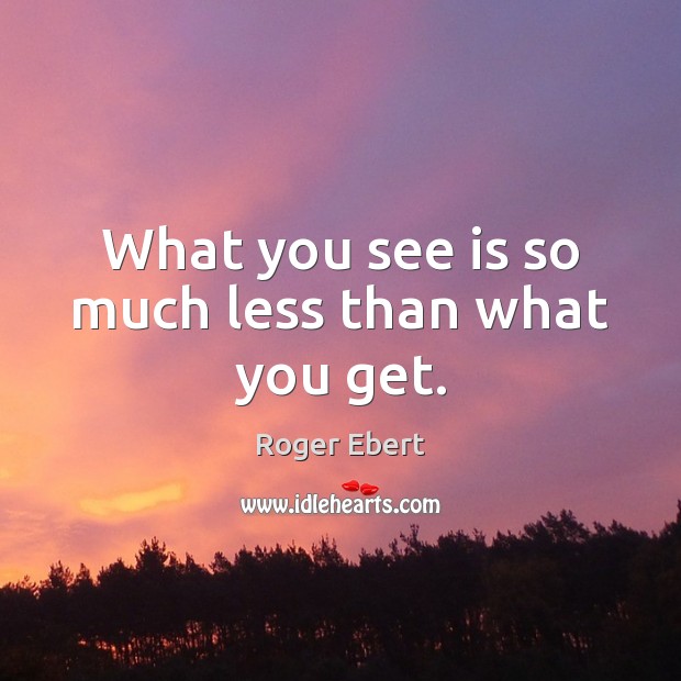 What you see is so much less than what you get. Roger Ebert Picture Quote