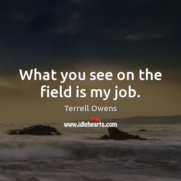 What you see on the field is my job. Image