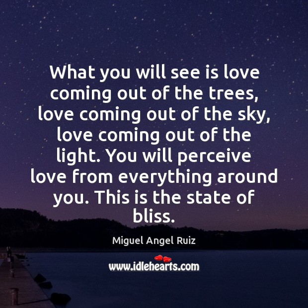 What you will see is love coming out of the trees, love Miguel Angel Ruiz Picture Quote