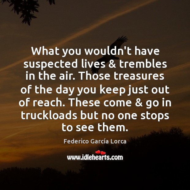 What you wouldn’t have suspected lives & trembles in the air. Those treasures Federico García Lorca Picture Quote