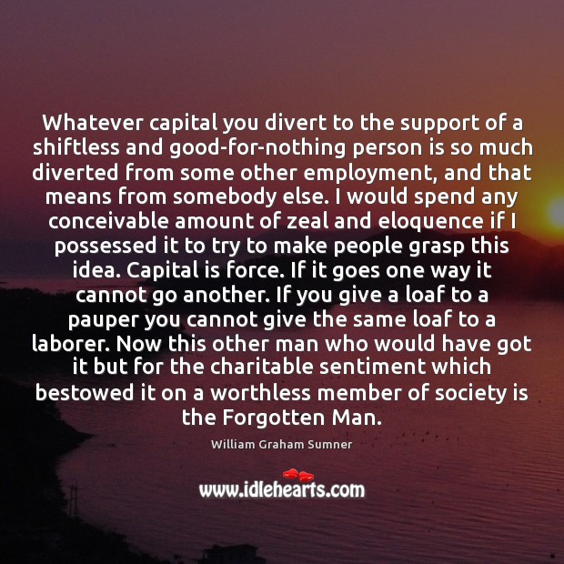 Whatever capital you divert to the support of a shiftless and good-for-nothing Society Quotes Image