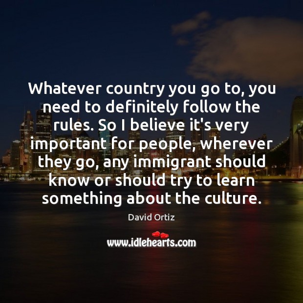 Whatever country you go to, you need to definitely follow the rules. David Ortiz Picture Quote