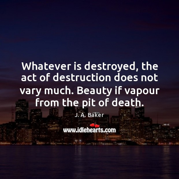 Whatever is destroyed, the act of destruction does not vary much. Beauty J. A. Baker Picture Quote