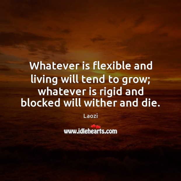 Whatever is flexible and living will tend to grow; whatever is rigid Laozi Picture Quote