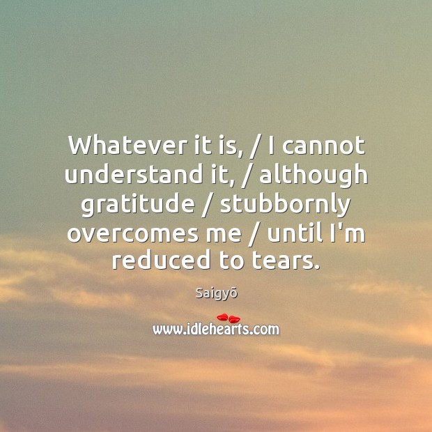 Whatever it is, / I cannot understand it, / although gratitude / stubbornly overcomes me / Image