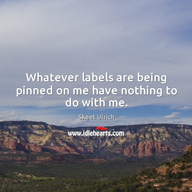 Whatever labels are being pinned on me have nothing to do with me. Skeet Ulrich Picture Quote