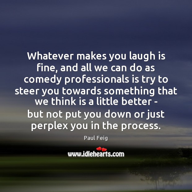 Whatever makes you laugh is fine, and all we can do as Paul Feig Picture Quote