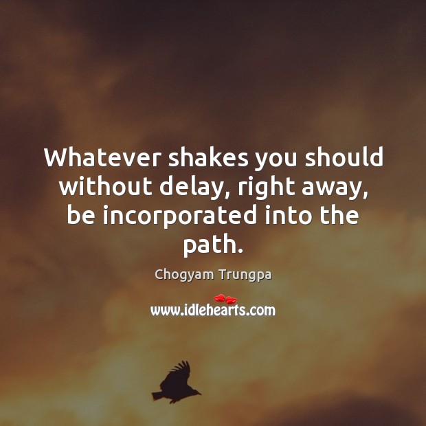 Whatever shakes you should without delay, right away, be incorporated into the path. Chogyam Trungpa Picture Quote