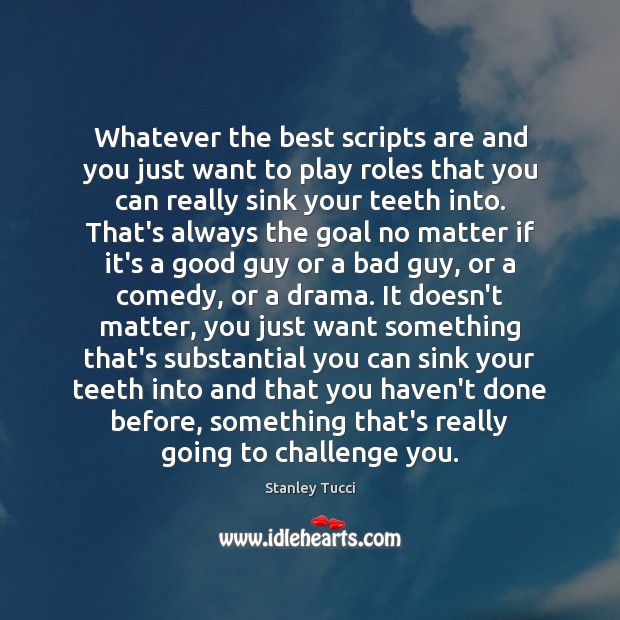 Whatever the best scripts are and you just want to play roles Stanley Tucci Picture Quote