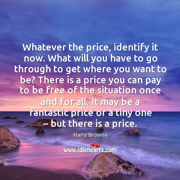 Whatever the price, identify it now. What will you have to go through to get where you want to be? Harry Browne Picture Quote