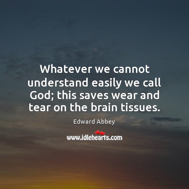 Whatever we cannot understand easily we call God; this saves wear and Image