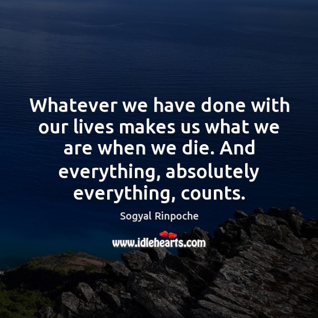 Whatever we have done with our lives makes us what we are Sogyal Rinpoche Picture Quote