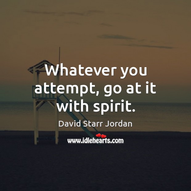 Whatever you attempt, go at it with spirit. David Starr Jordan Picture Quote