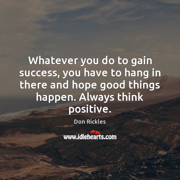 Whatever you do to gain success, you have to hang in there Don Rickles Picture Quote
