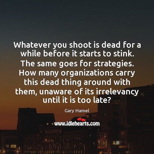 Whatever you shoot is dead for a while before it starts to Gary Hamel Picture Quote