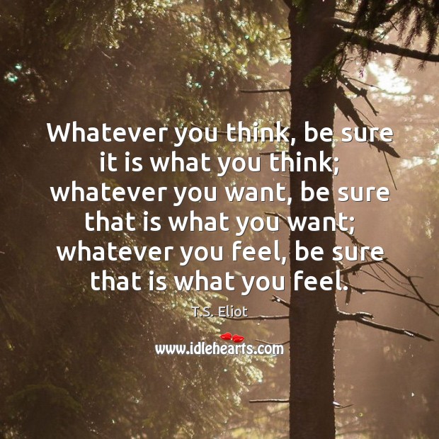 Whatever you think, be sure it is what you think; whatever you Image