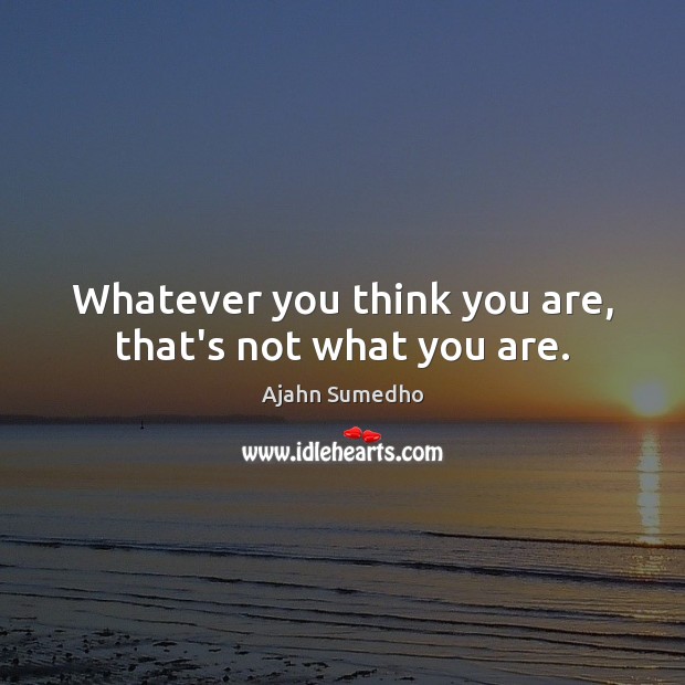 Whatever you think you are, that’s not what you are. Image