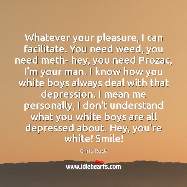 Whatever your pleasure, I can facilitate. You need weed, you need meth- Chris Rock Picture Quote