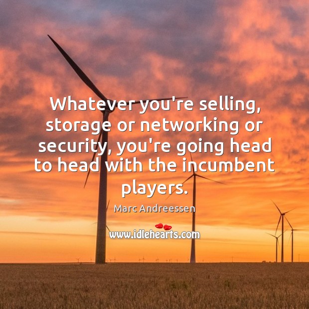 Whatever you’re selling, storage or networking or security, you’re going head to Marc Andreessen Picture Quote