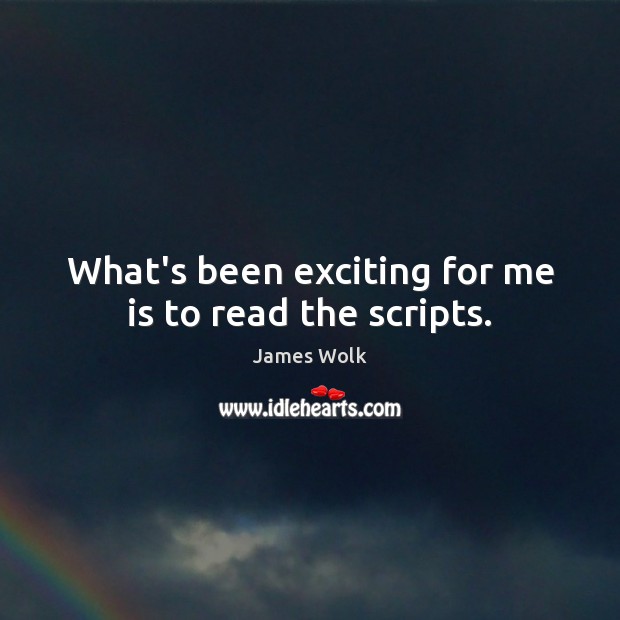 What’s been exciting for me is to read the scripts. James Wolk Picture Quote