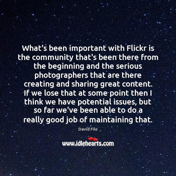 What’s been important with Flickr is the community that’s been there from David Filo Picture Quote