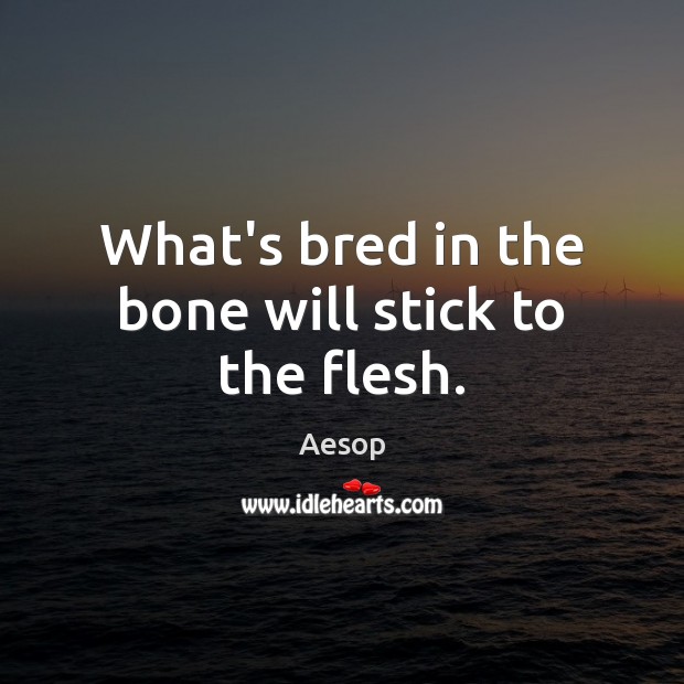 What’s bred in the bone will stick to the flesh. Aesop Picture Quote