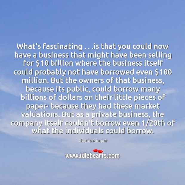 What’s fascinating . . .is that you could now have a business that might Charlie Munger Picture Quote