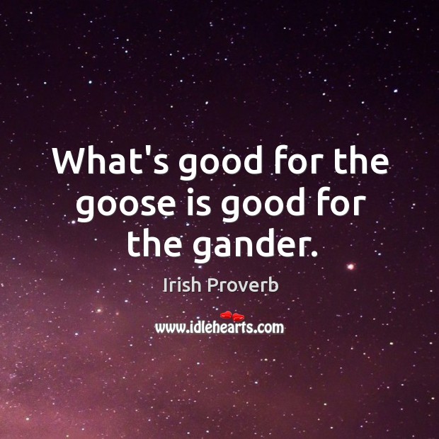 What’s good for the goose is good for the gander. Irish Proverbs Image