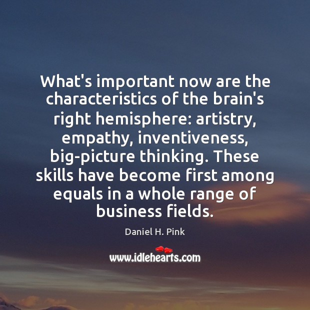 What’s important now are the characteristics of the brain’s right hemisphere: artistry, 