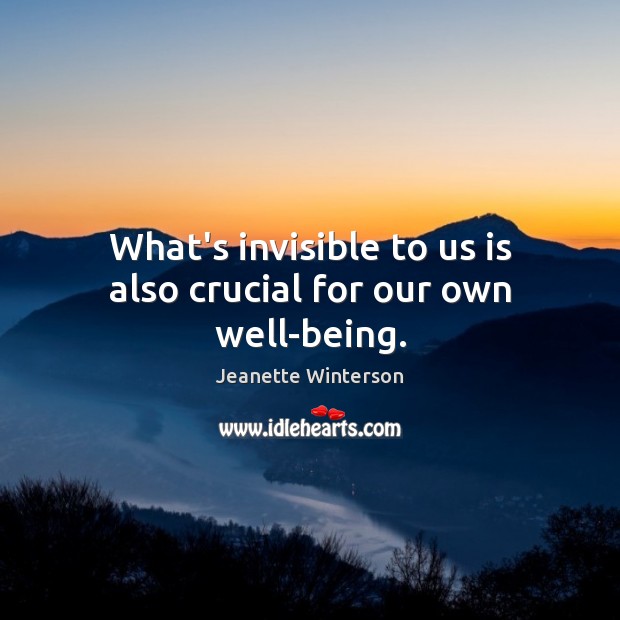 What’s invisible to us is also crucial for our own well-being. Jeanette Winterson Picture Quote