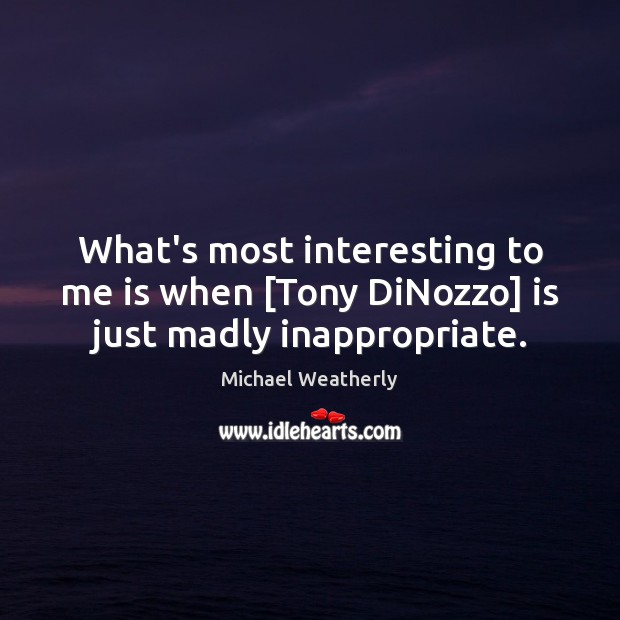 What’s most interesting to me is when [Tony DiNozzo] is just madly inappropriate. Michael Weatherly Picture Quote