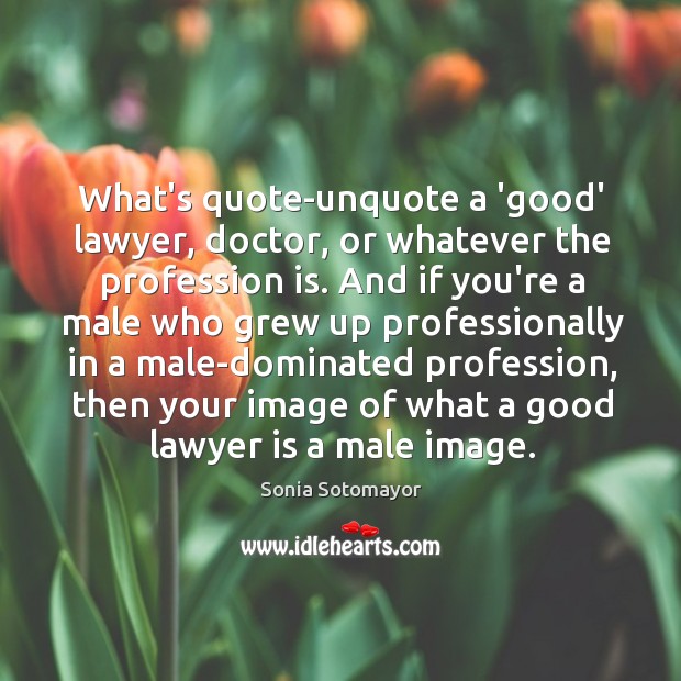 What’s quote-unquote a ‘good’ lawyer, doctor, or whatever the profession is. And Sonia Sotomayor Picture Quote