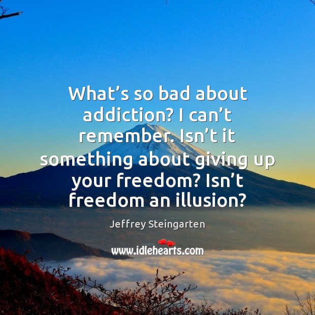 What’s so bad about addiction? I can’t remember. Isn’t Jeffrey Steingarten Picture Quote