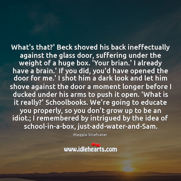 What’s that?’ Beck shoved his back ineffectually against the glass door, Maggie Stiefvater Picture Quote