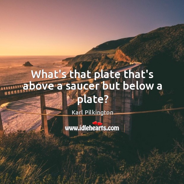 What’s that plate that’s above a saucer but below a plate? Karl Pilkington Picture Quote