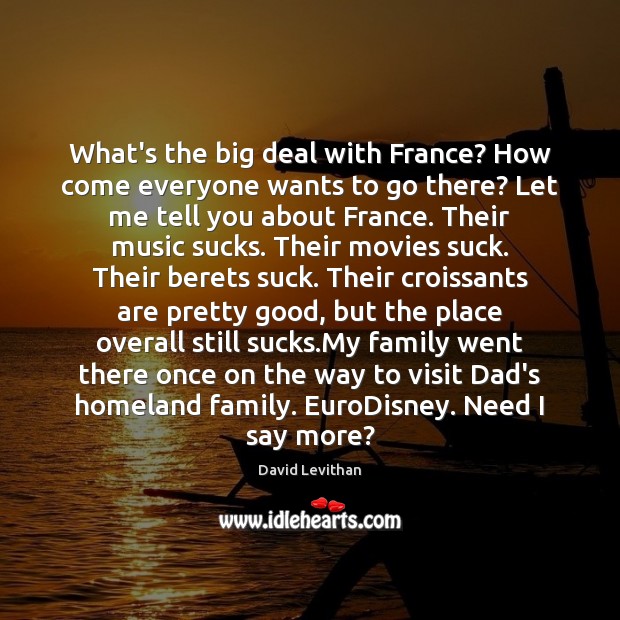 What’s the big deal with France? How come everyone wants to go David Levithan Picture Quote