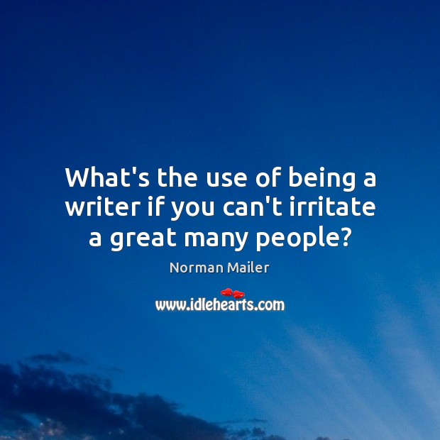 What’s the use of being a writer if you can’t irritate a great many people? Image