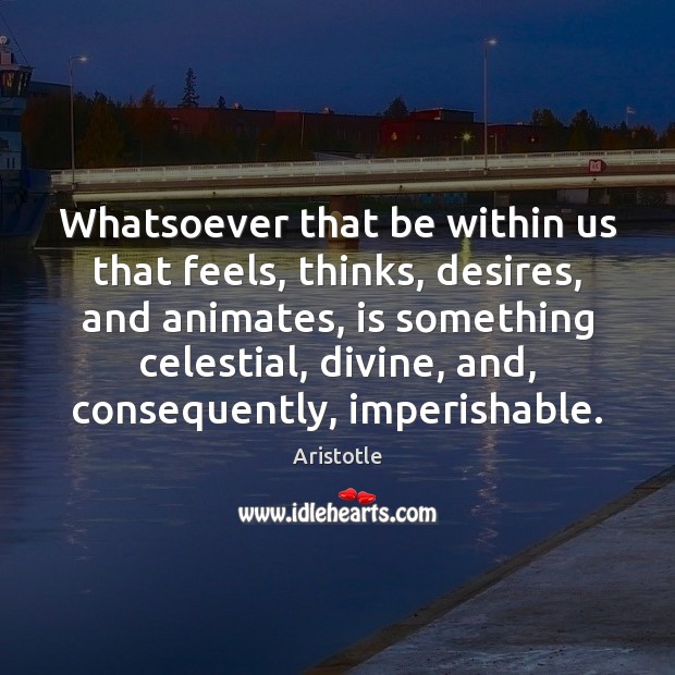 Whatsoever that be within us that feels, thinks, desires, and animates, is Image