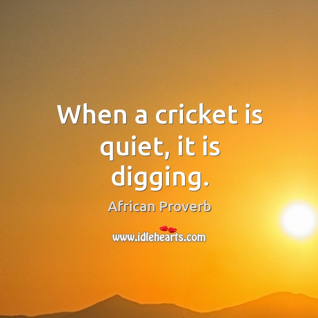 When a cricket is quiet, it is digging. Image