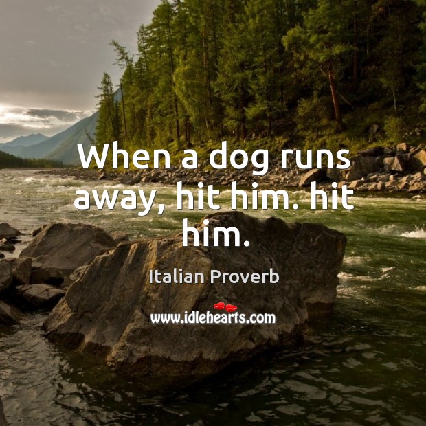 When a dog runs away, hit him. Hit him. Image