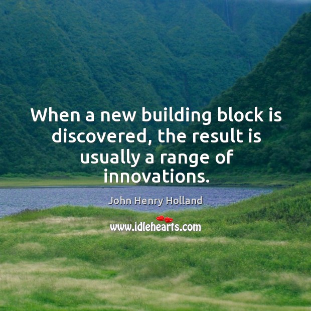 When a new building block is discovered, the result is usually a range of innovations. John Henry Holland Picture Quote
