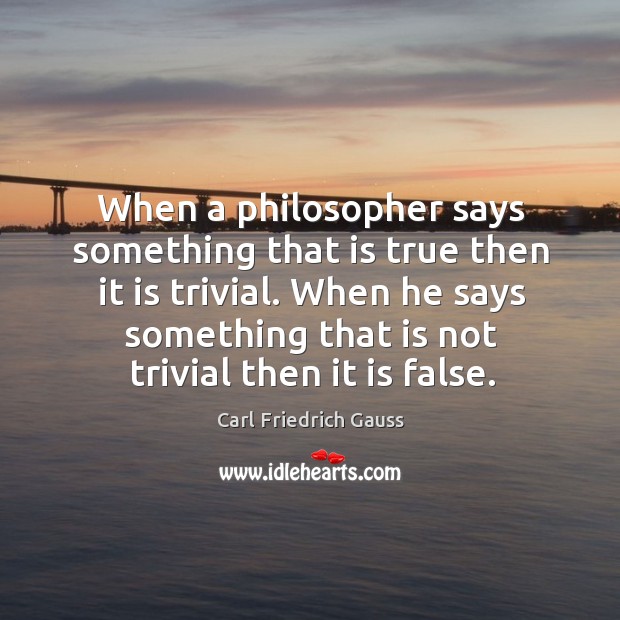 When a philosopher says something that is true then it is trivial. Image