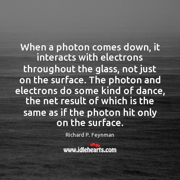 When a photon comes down, it interacts with electrons throughout the glass, Image